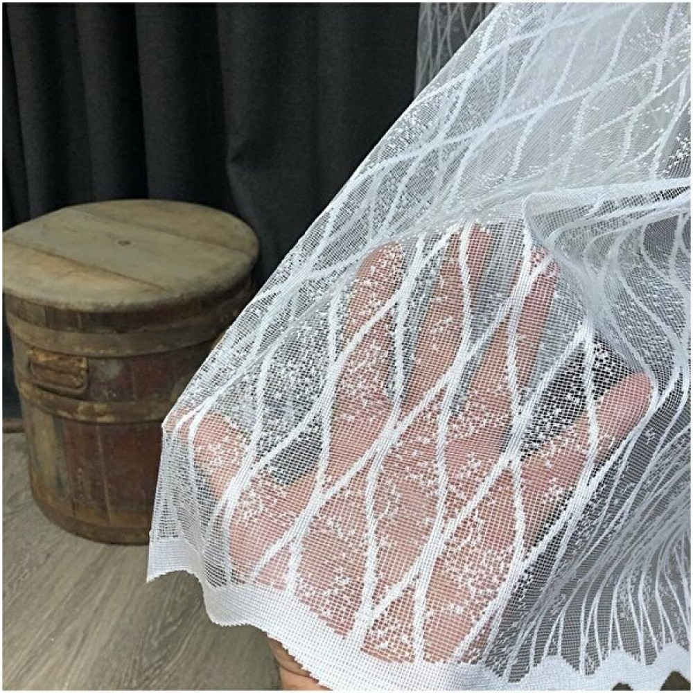 Nish Perde Lüks Örme Tül Perde Linens Desen 600X255 1/3 Sık Pile - Kırık Beyaz - 600 x 255 cm Tül Perde Fiyatı