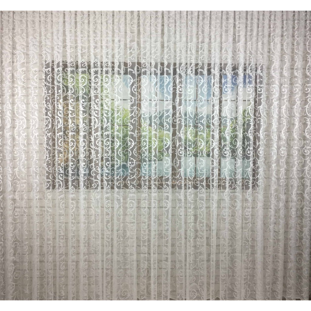 Nish Perde Lüks Örme Tül Perde Şal Desen 150 x 255 cm 1/3 Sık Pile - Kırık Beyaz Perde Fiyatı