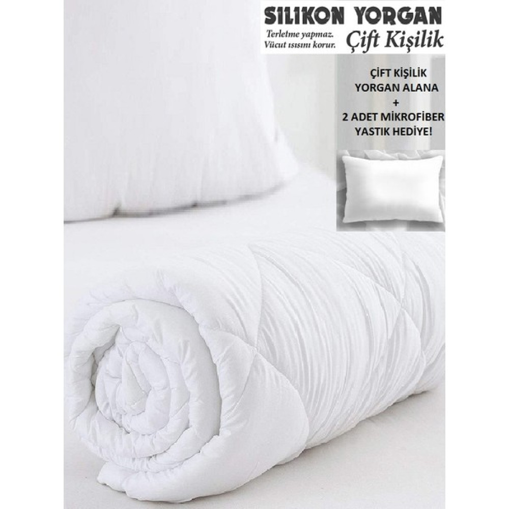 Nishev Antialerjik Silikon Çift Kişilik Yorgan (2 Adet Microfiber Yastık Hediyeli) - 195 x 215 cm - 010 - Beyaz Yorgan Fiyatı