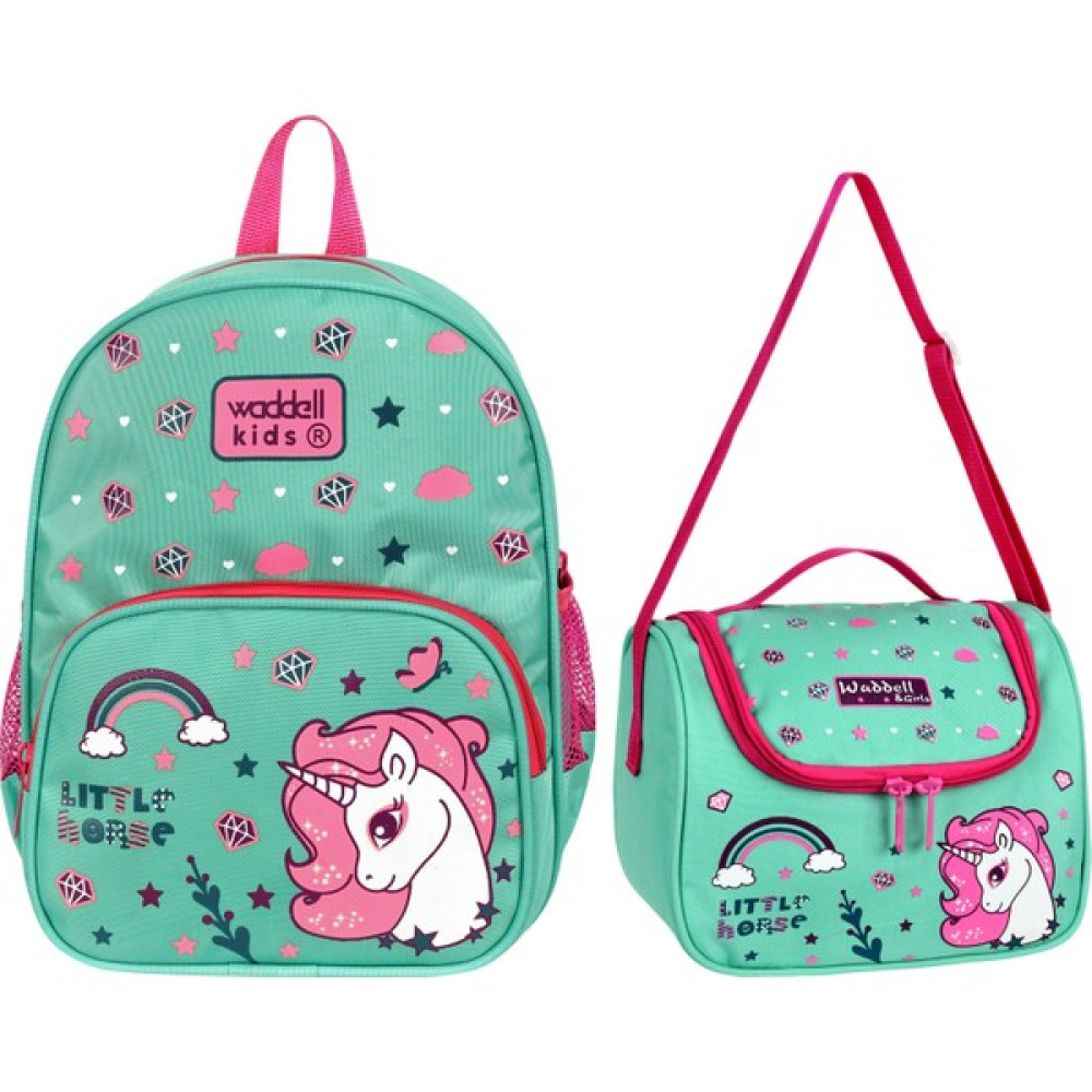 Niss Store Little Horse Unicorn Lisanslı Kombin Anaokul Kreş Sırt Çantası ve Termal Beslenme Çantası - Açık Su Yeşili Okul & Evrak Çantaları Fiyatı
