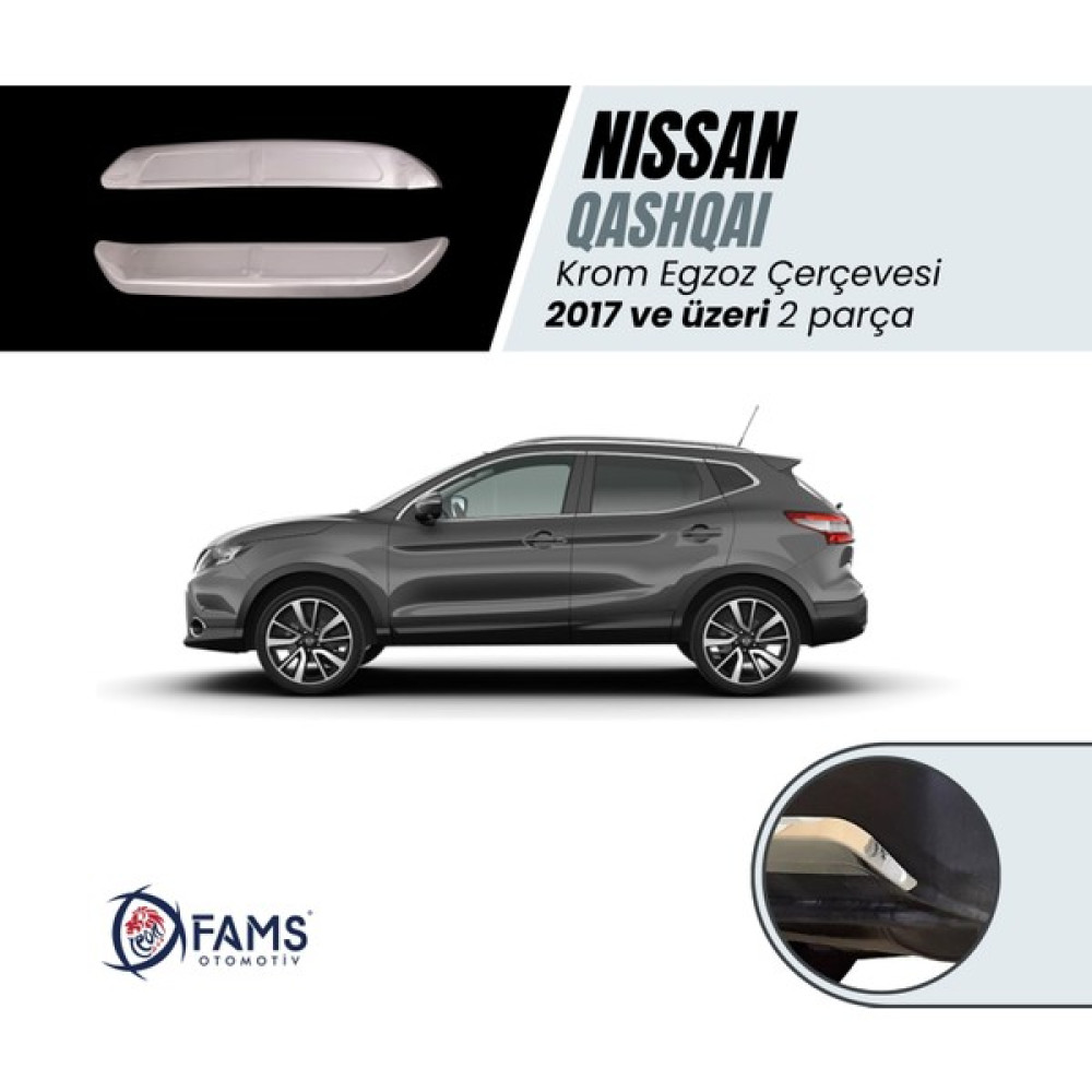 Nissan Qashqai 2017> Egzoz Çerçevesi 2 parça paslanmaz Çelik - Krom Oto Boyaları Fiyatı