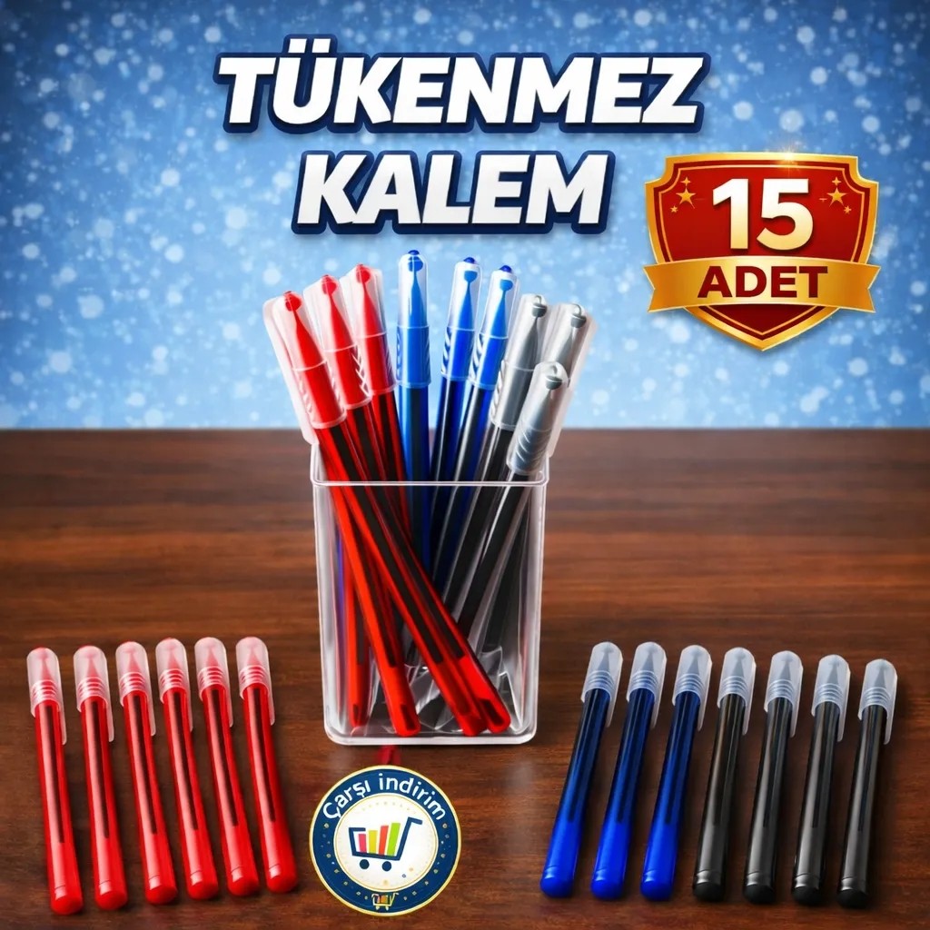 Nistabolje Büro Tükenmez Kalem 15 Adet (5 Mavi, 5 Kırmızı, 5 Siyah) Setli Ürün Kaliteli Yazım Kalem & Yazı Gereçleri Fiyatı