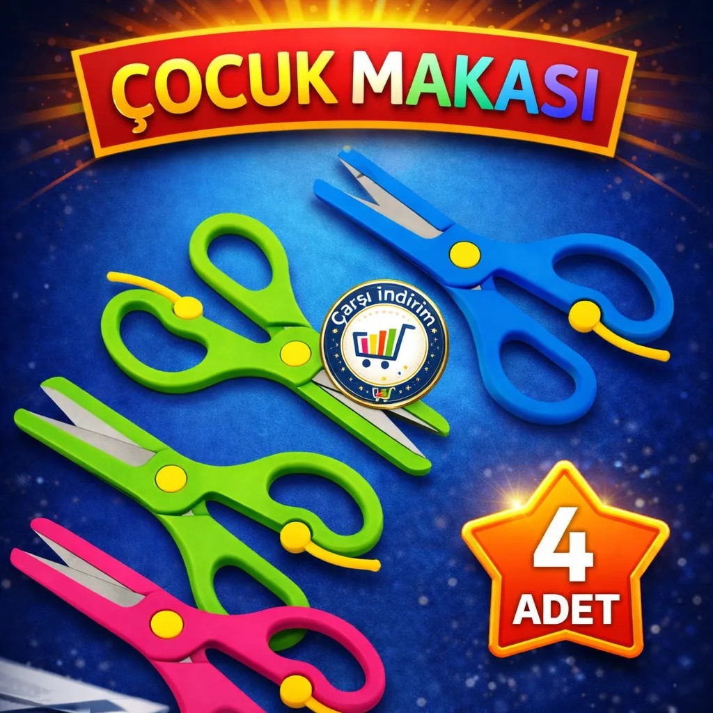 Nistabolje Çocuklar İçin 4 Adet Güvenli Küt Uçlu Plastik Makas Mavi Yeşil Pembe Renkli Okul Araçları Makas Fiyatı