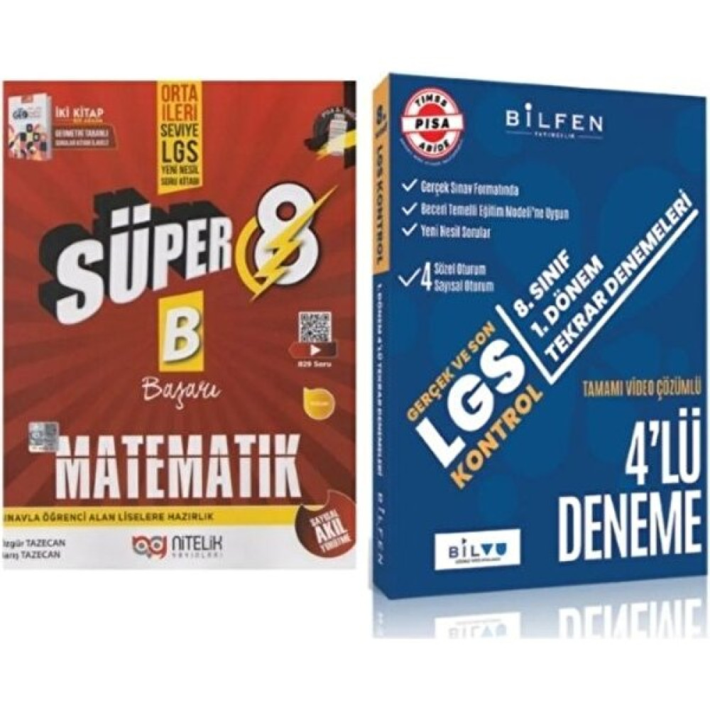 Nitelik Yayınları 8. Sınıf LGS Süper Matematik Soru Kitabı Yeni Nesil + LGS Gerçek ve Son Kontrol 1. Dönem 4'lü Deneme Matematik Fiyatı