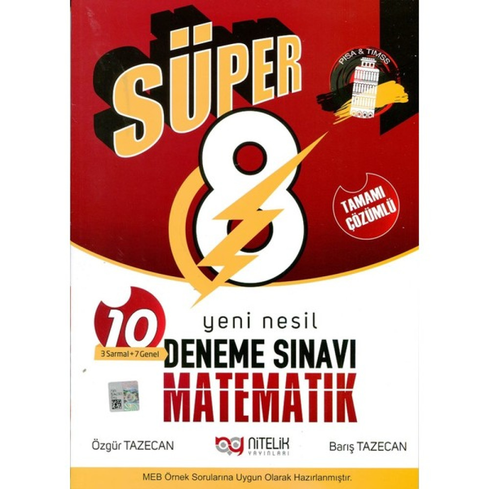 Nitelik Yayınları 8. Sınıf Matematik Süper Deneme Sınavı - Özgür Tazecan - Barış Tazecan Matematik Fiyatı