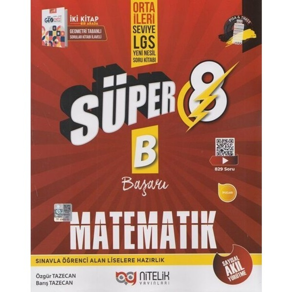 Nitelik Yayınları 8. Sınıf Süper B ( Başarı) Matematik Soru Bankası ( Orta ve Ileri Düzey) Kaynak Kitapları Fiyatı