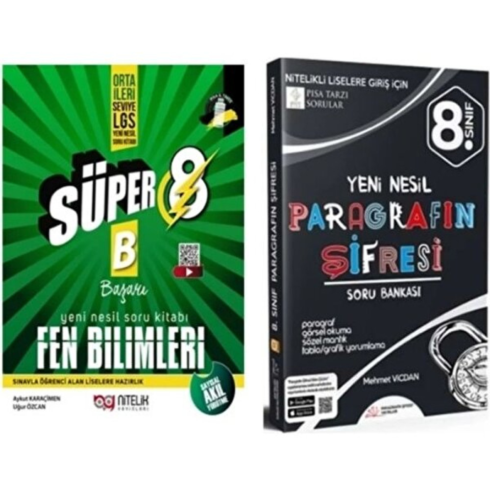 Nitelik Yayınları 8. Sınıf Yeni Nesil Süper Fen Bilimleri Soru Kitabı + 8. Sınıf Yeni Nesil Paragrafın Şifresi Soru Fen - Bilişim ve Teknoloji Fiyatı