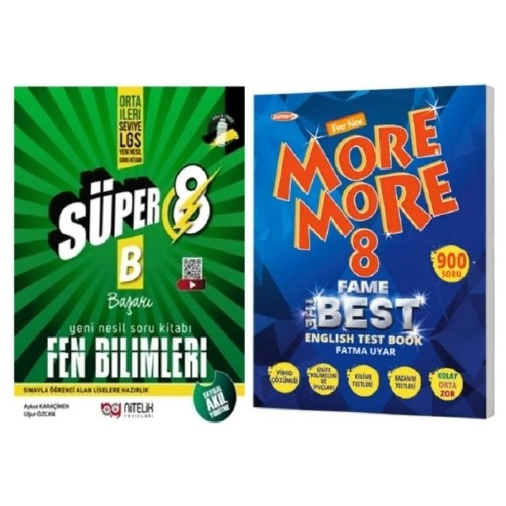 Nitelik Yayınları 8. Sınıf Yeni Nesil Süper Fen Bilimleri Soru Kitabı + More & More 8 Fame The Best English Test Book Fen - Bilişim ve Teknoloji Fiyatı