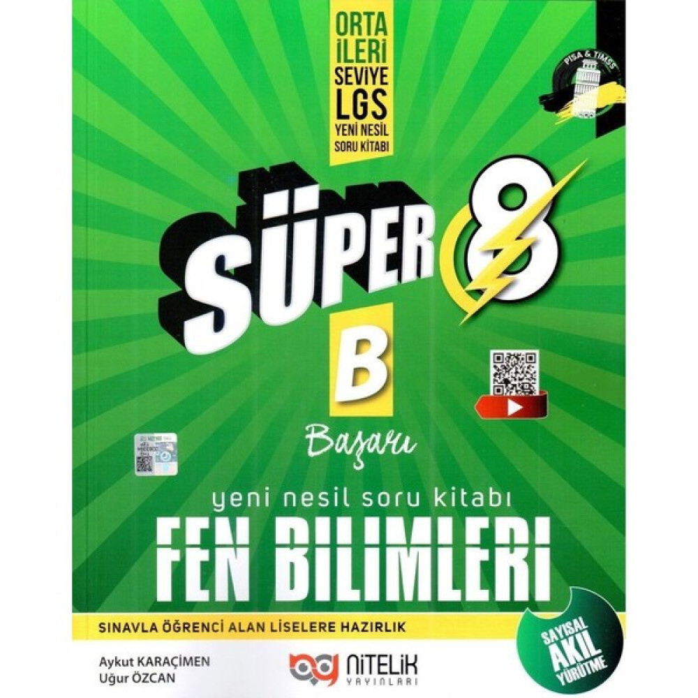 Nitelik Yayınları 8. Sınıf Yeni Süper B ( Başarı) Fen Bilimleri Soru Bankası ( Orta ve Ileri Düzey) Kaynak Kitapları Fiyatı