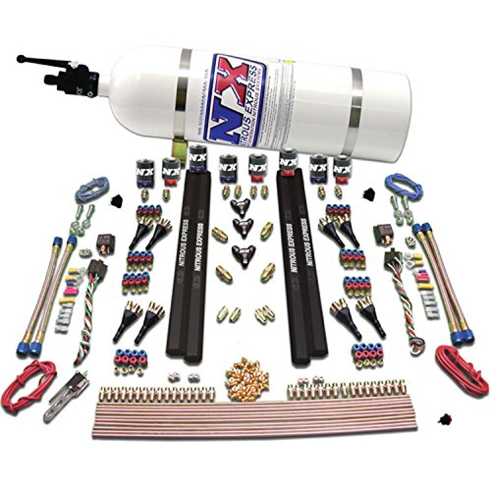 Nitrous Express - SX2 Dual Stage/Alcohol 8 Solenoid Nitrous Kit (200-1200HP) w/Composite Bottle (90095-12)