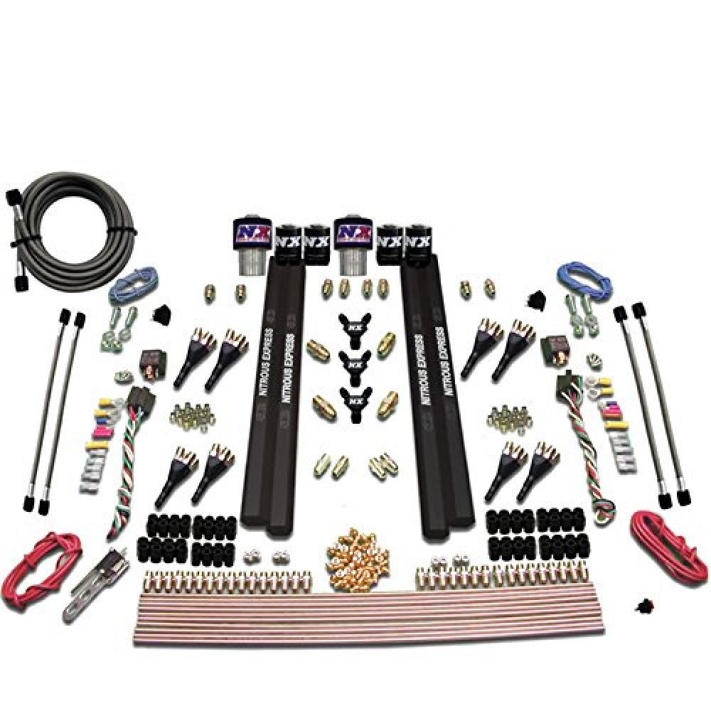 Nitrous Express - SX2 Dual Stage/Gas/Rails 8 Nozzles Nitrous Kit (200-1200HP) w/o Bottle (90209-00)