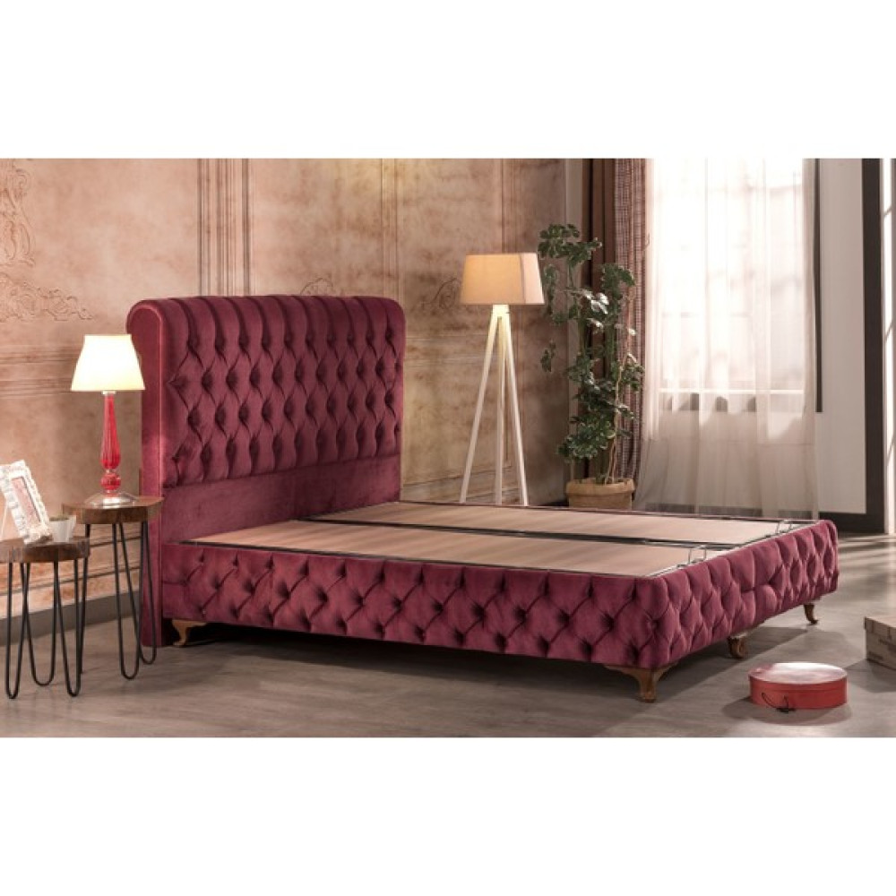 Niva Baza Çift Kişilik Baza Başlık Sandıklı Set Fiorita Renk Mürdüm Yatak Hariç - 200 x 200 cm - Bordo Baza Fiyatı