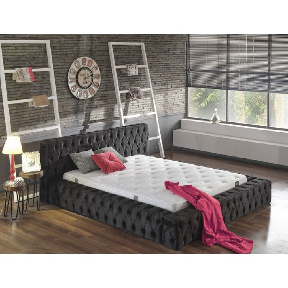 Niva Baza Çift Kişilik Baza Başlık Set Havuzlu Sandıksız Black Pearl Renk Siyah - 140 x 200 cm Baza Fiyatı