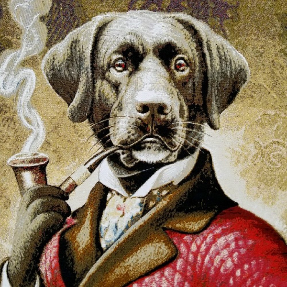 Niva Goblen Hayvan Serisi-10 Dokuma Goblen Kumaş-Köpek Bey - Çok Renkli - 70 cm - 90 cm Kumaşlar Fiyatı
