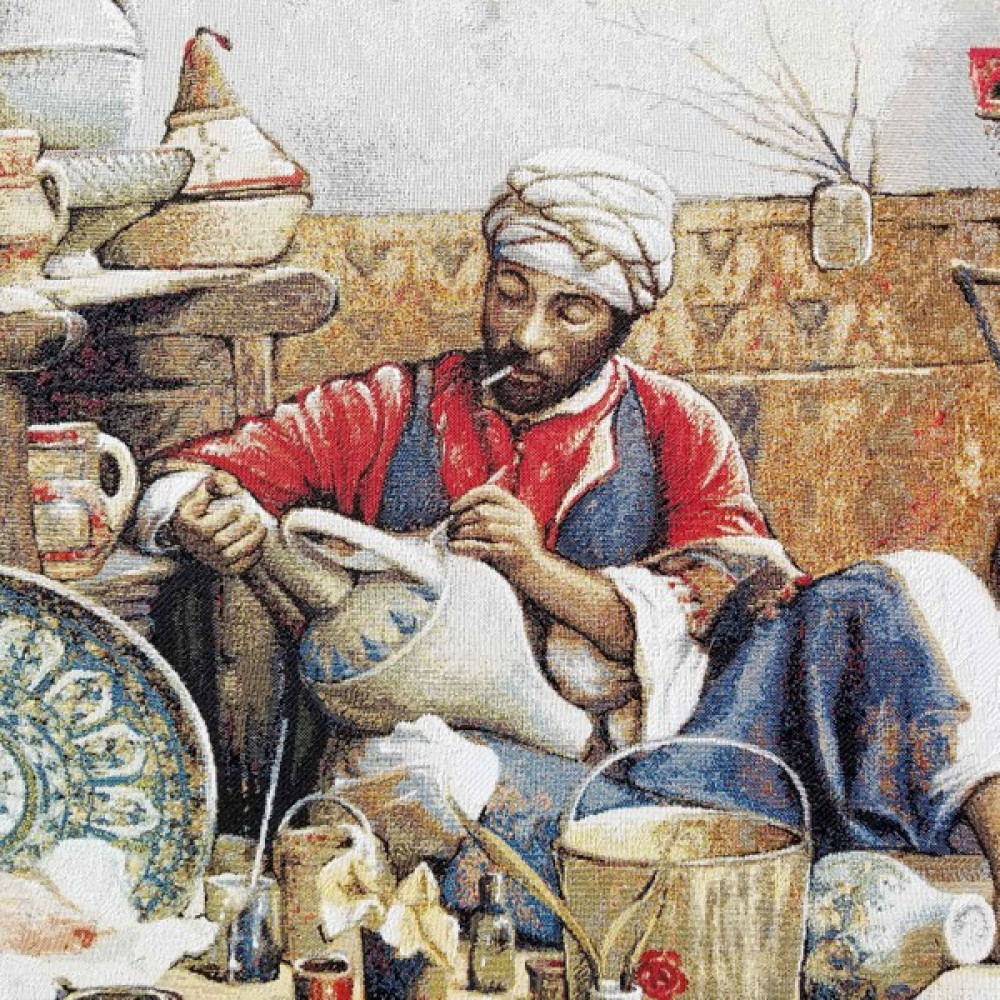 Niva Goblen Osmanlı Serisi-6 Dokuma Goblen Tablo-Çömlekçi - Çok Renkli - 90 cm - 70 cm Kumaşlar Fiyatı