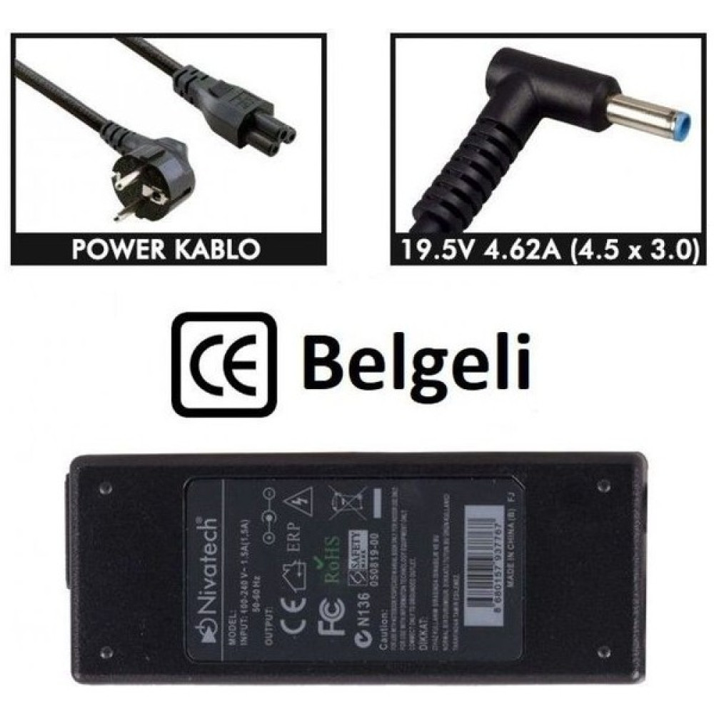 Nivatech BC916 Hp 19,5V 4,62A (4,5*3,0mm) Notebook Adaptör Laptop Adaptör Fiyatı