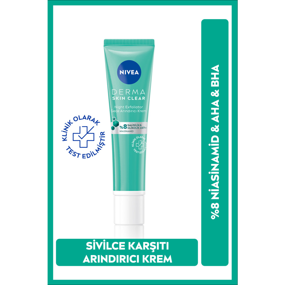 Nivea Derma Skin Clear %8 Niasinamid Night Exfoliator Gece Arındırıcı Sivilce Karşıtı Krem 40ml Cilt ve Yüz Bakımı Fiyatı