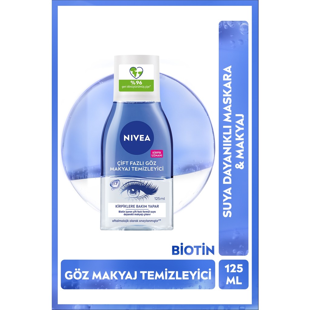 Nivea Make Up Expert Çift Fazlı Göz Makyaj Temizleyici 125 ml Hassas Kirpik Bakımı Biotin Bakımı Makyaj Temizleyicileri Fiyatı