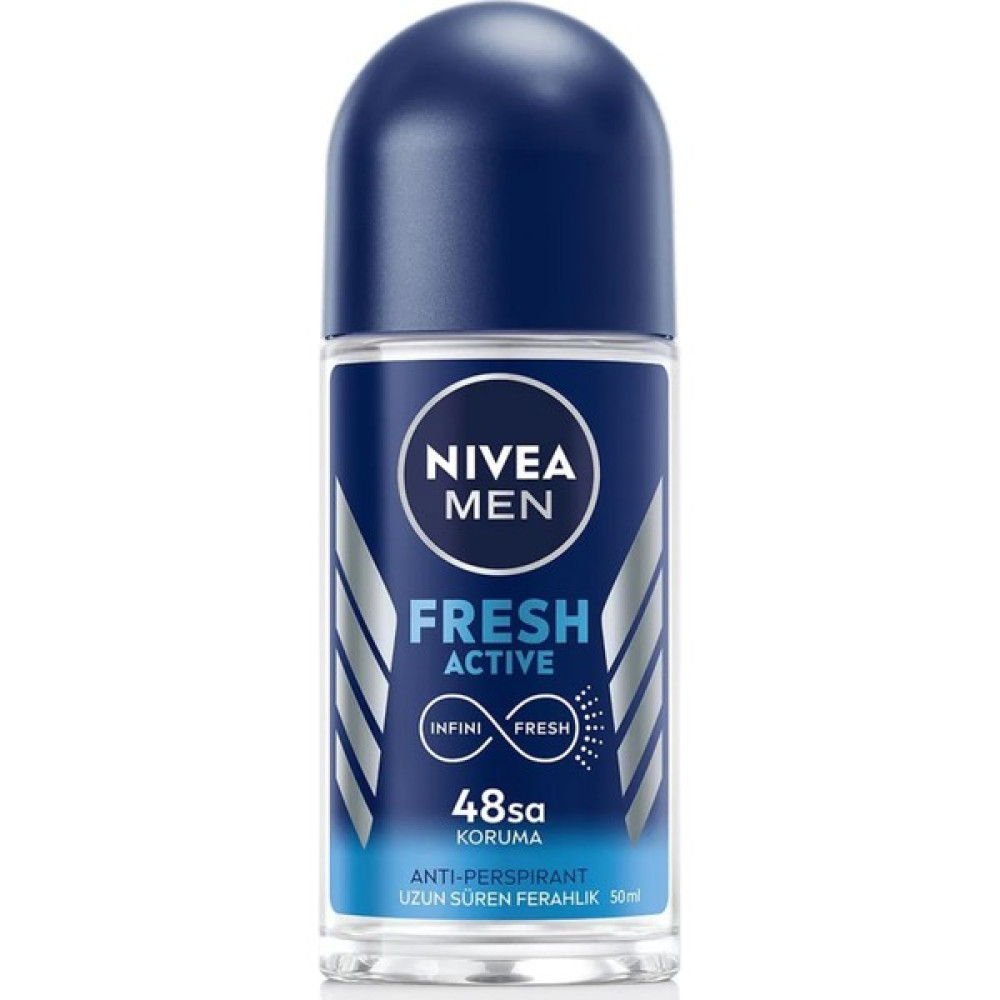 NIVEA Men Erkek Roll On Deodorant Fresh Active 50ml; Ter ve Ter Kokusuna Karşı 48 Saat Deodorant Koruması - 50 ml Deodorantlar Fiyatı
