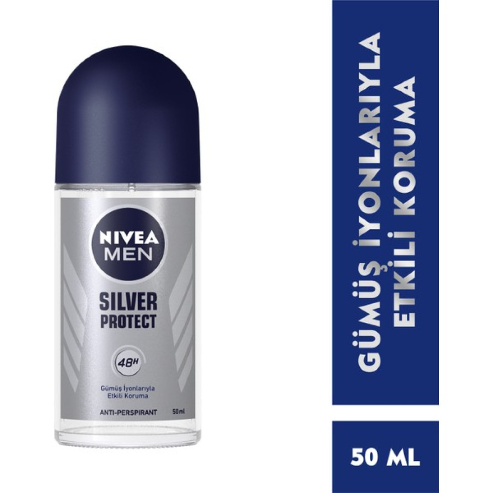 NIVEA Men Roll On Sprey Deodorant Silver Protect 50 ml; Ter ve Ter Kokusuna Karşı 48 Saat Anti-perspirant - 50 ml Deodorantlar Fiyatı