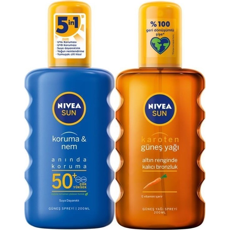 Nivea Nıvea Koruma Nemlendirici Güneş Spreyi SPF50+ Tüm Cilt Tipleri İçin 200ml Suya Dayanıklı Güneş Kremleri ve Losyonları Fiyatı