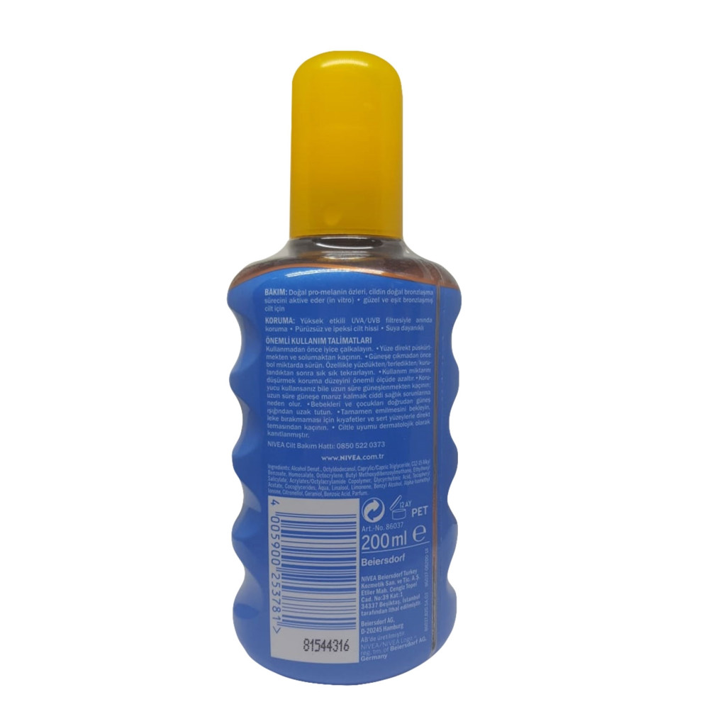 Nivea Sun Koruma&Bronzluk Güneş Yağı 200 ml Sprey 20 Orta
