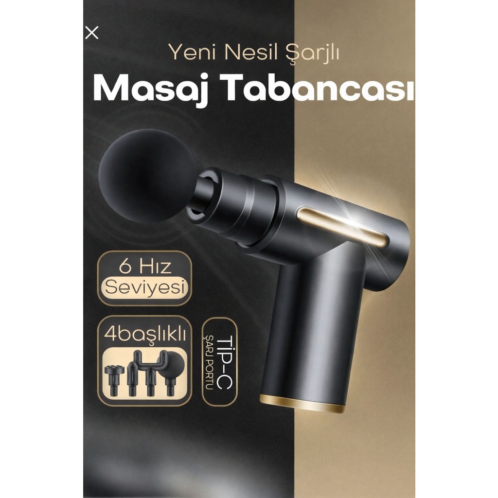 Nivego Masaj Aleti Kas Masaj Tabancası Fırçasız Motorlu Type C Şarjlı Masaj Aleti 4 Farklı Masaj Başlığı Masaj Aleti Darbeli Bilgisayar Çevirici ve Adaptörü Fiyatı