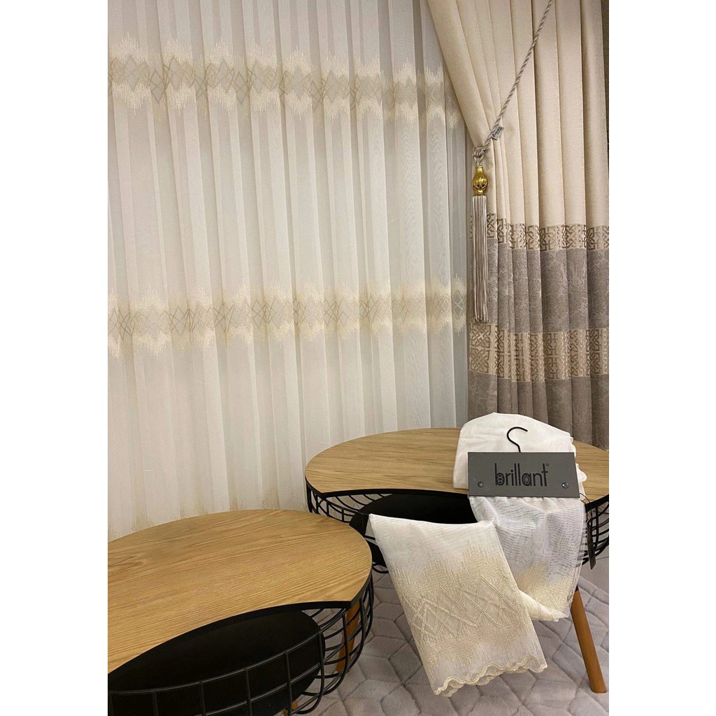 Nivemes Home Nivemeshome Titanum Nakışlı Krem 1/3 Sık Pile Tül Perde Apm - 500 x 280 cm Perde Fiyatı