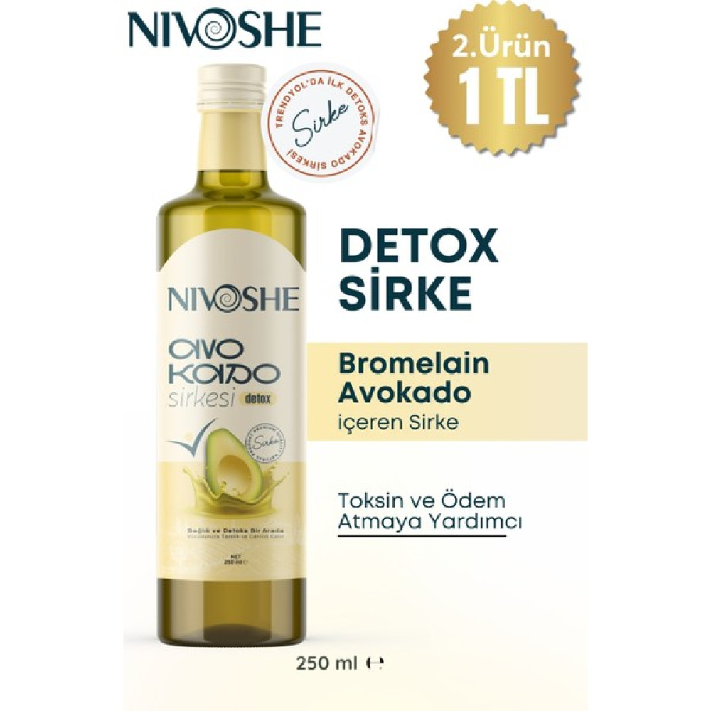 Nivoshe Premium Detox Sirke Bromelain Avokado Mix Doğal Fermantasyon 250ML 2. Ürün 1 TL - 250 ml Sos Fiyatı
