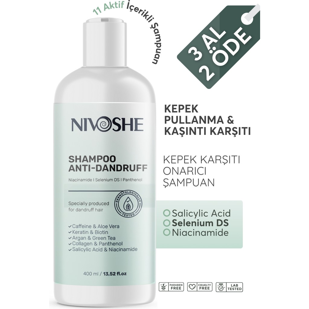 Nivoshe Tuzsuz Dermatit & Anti Dandruff Şampuan 400 ml Kaşıntı Önleyici Vitaminli Etki Diğer Fiyatı
