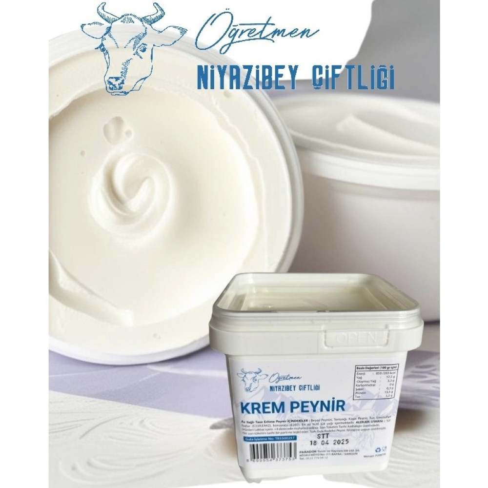 Niyazibey Çiftliği Krem Peynir 500 gr,Kolay Sürülebilir Ekonomik Aile Paketi - 500 gr Peynir Fiyatı