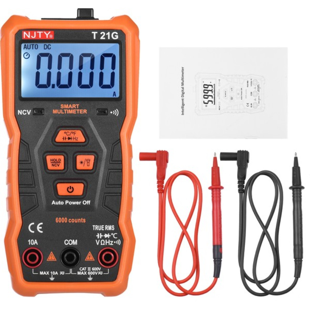 Njty T21G Mini Akıllı Multimetre 6000 Sayım Gerçek (Yurt Dışından) - Siyah - Turuncu Oto Boyaları Fiyatı