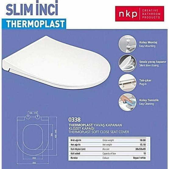 Nkp Beyaz İnci Slim Yavaş Kapanan Klozet Kapağı