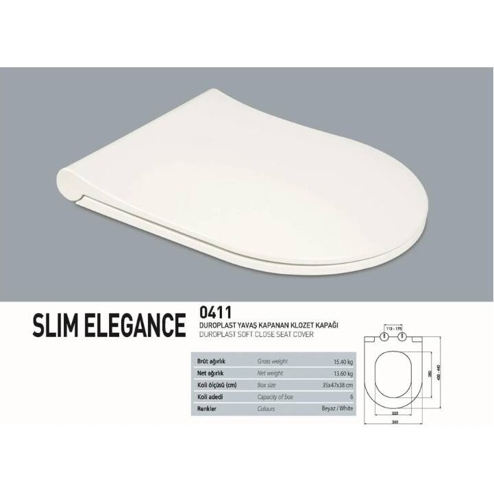 Nkp - Duroplast Slım Elegance Yavaş Kapanan Klozet Kapak - 0411 - Beyaz Diğer Fiyatı