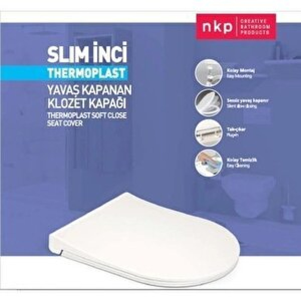 Nkp İnci Slim Thermoplast Yavaş Kapanan Amortisörlü Klozet Kapağı Klozet Kapağı Fiyatı