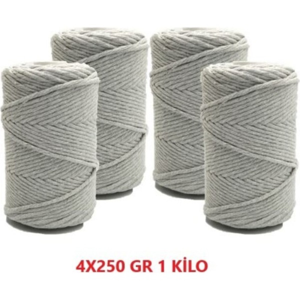 Nlux Gri 1 kg Makrome Tarama Ipi Pamuk 3.0 / 3.5 mm 4X250 gr Oyun & Hobi Fiyatı