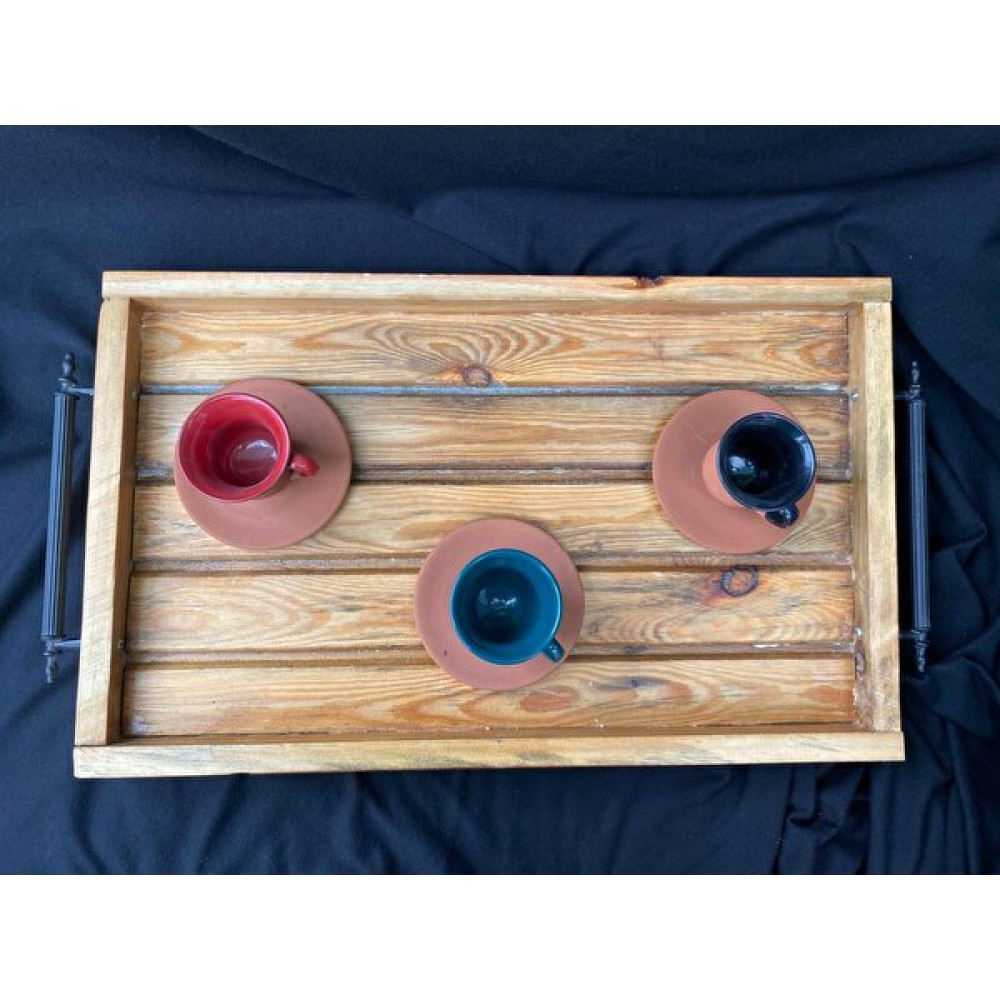 NMB Dekor Nmb Dekor otantik Rustik Kulplu Düzenleyici Organizer Stand Ahşap Kahve Sunumluk Tepsi 32 x 52 cm Servis Tepsisi Fiyatı
