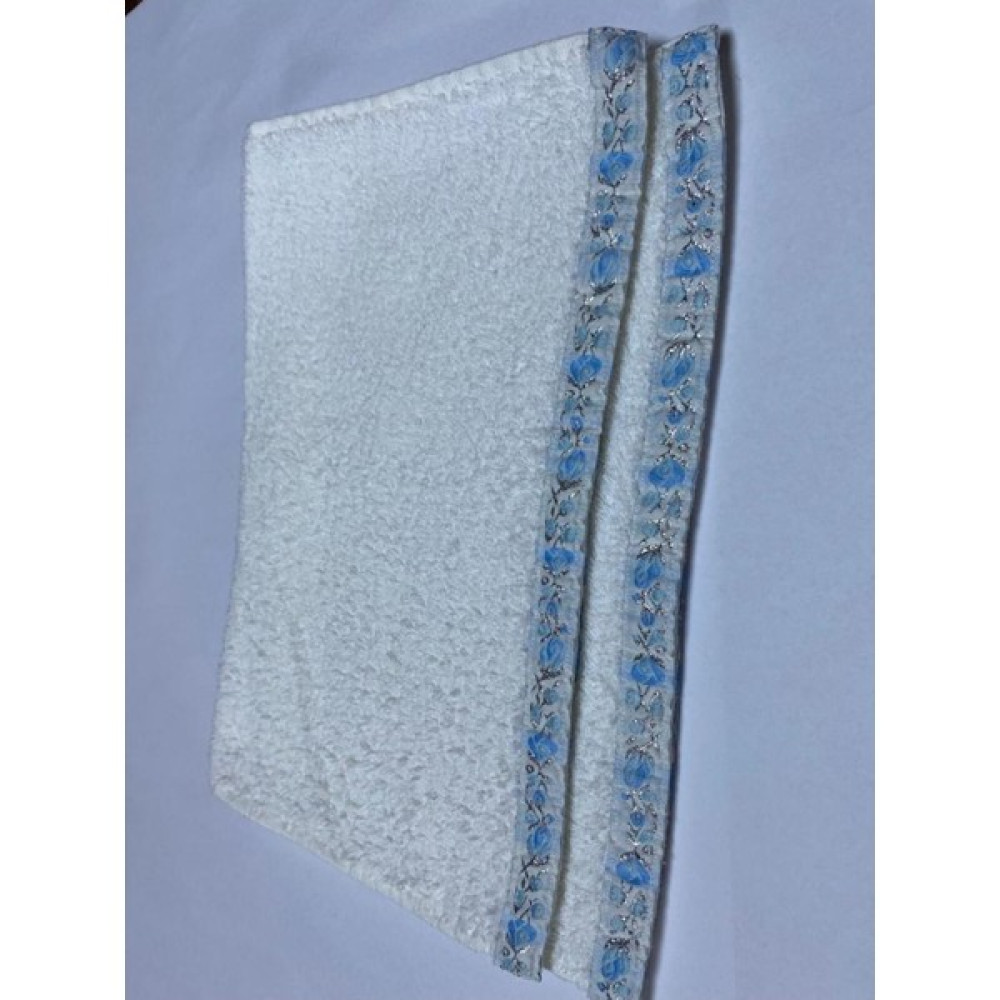 NMB Giyim ve Dekorasyon Mavi Bordürlü El ve Yüz Havlusu - 30 x 40 cm - Beyaz El / Yüz Havlusu Fiyatı