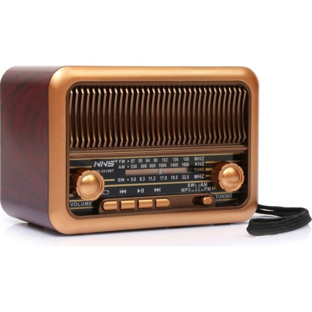 Nns 3315 Mini Taşınabilir Nostaljik Radyo Bluetooth Hoparlör - Koyu Kahverengi Alarmlı Saatler & Radyolar Fiyatı