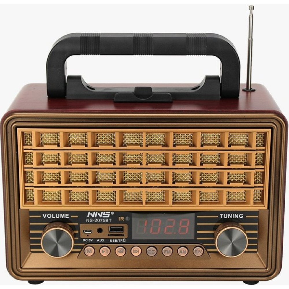 Nns NS-2075BT Am/fm/sw/ Bluetooth Nostaljik LED Ekranlı Radyo - Koyu Kahverengi Alarmlı Saatler & Radyolar Fiyatı