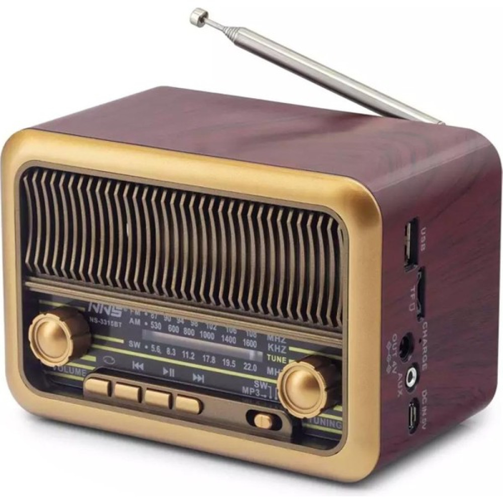 Nns Radyo Nostalji Şarjlı Pilli Bt/usb/sd/aux Nns NS-3315BT Bluetooth Hoparlör Fiyatı