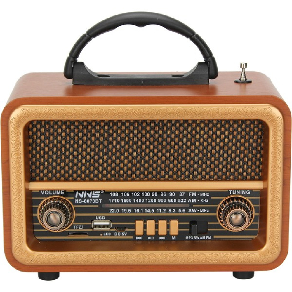 Nns Taşınabilir Nostaljik Fm Radyo Bluetooth + Tf Kart + USB Destekli Ahşap Kasa Radyo - Kahverengi Alarmlı Saatler & Radyolar Fiyatı