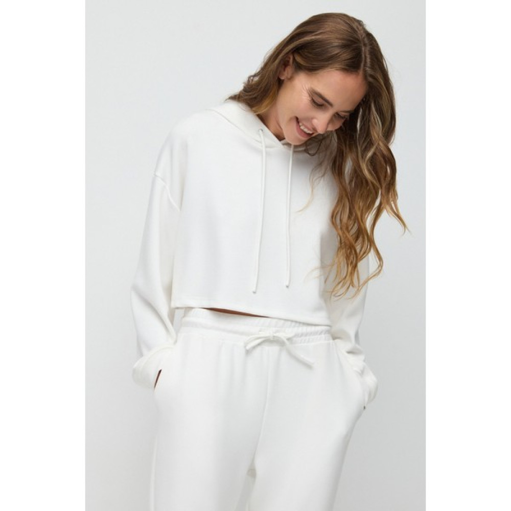 No Matter What Yumuşak Kumaşlı Kapüşonlu Crop Sweatshirt Soft Touch Bayan Sweatshirt Fiyatı