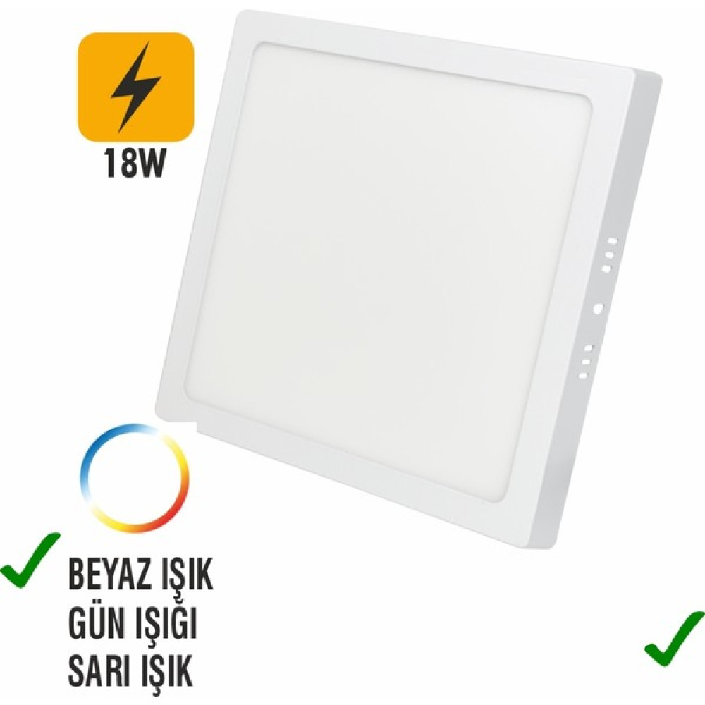 No-vo 18W Sıva Üstü LED Armatür Kare -Beyaz Kasa - Beyaz Armatür Fiyatı