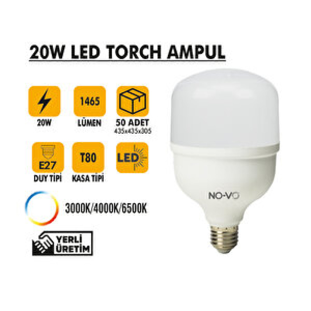 NO-VO 20w Led Torch Ampul Led Aydınlatmalar Fiyatı