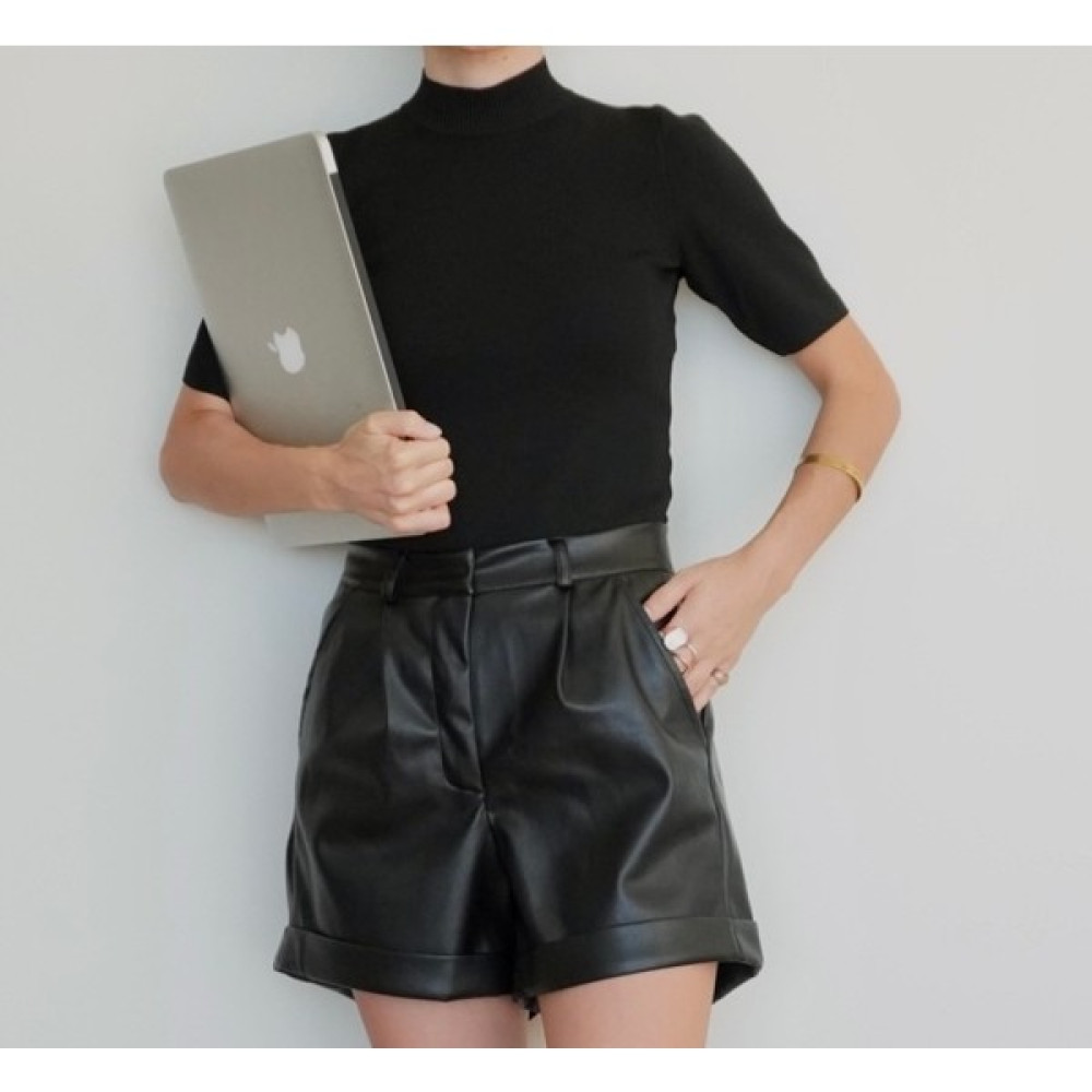 No:010 Butik Black Deri Şort Bayan Şort Fiyatı