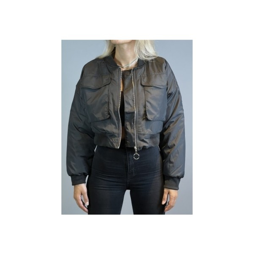 No202 Siyah Oversize Crop Bomber Ceket Mont Bayan Ceket Fiyatı