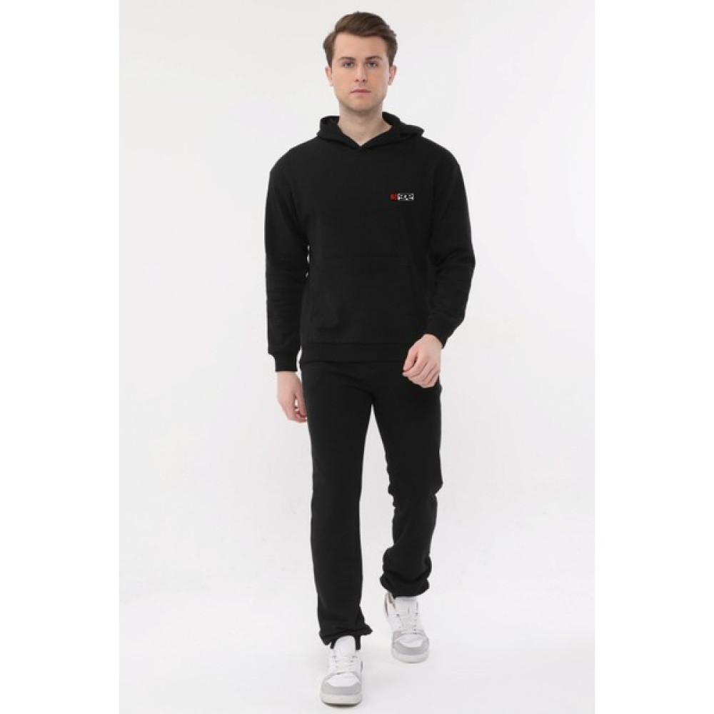NO979 Erkek Siyah Kapüşonlu Sweatshirt Rahat Giyim Yumuşak Erkek Sweatshirt Fiyatı