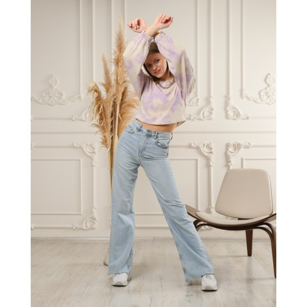 NO979 Kadın Ekru Crop Oversize Sweatshirt Bayan Sweatshirt Fiyatı