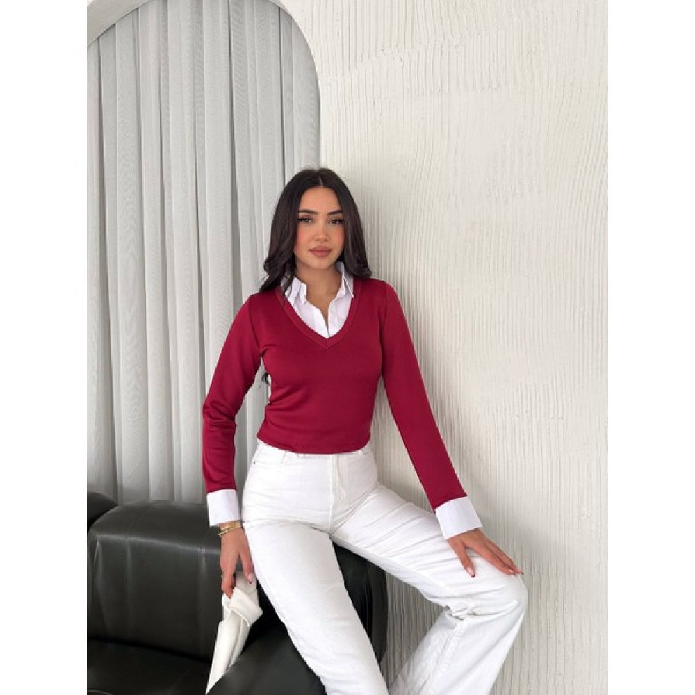 Noa&Noa Yakası Gömlek Detaylı Crop Bluz Bluz Fiyatı